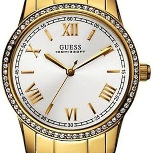 GUESS U12645L1 Gold/White With Diamond Bezel look Watch